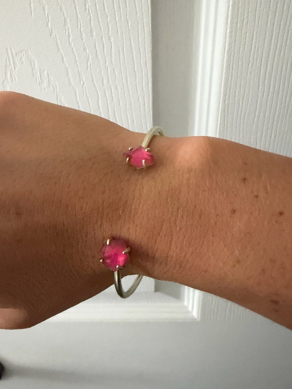 Kendra Scott Gold Open Cuff Bracelet with Pink Gemstone Accents